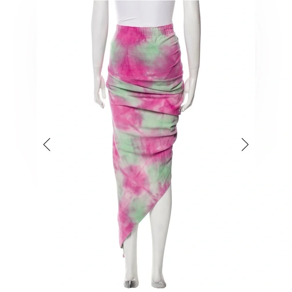 Just Bee Queen Tie Dye Sarong Skirt XS Pink Green Fringe Wrap